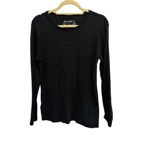 Eddie Bauer - Long Sleeve, Cotton Black T-Shirt - Size L
